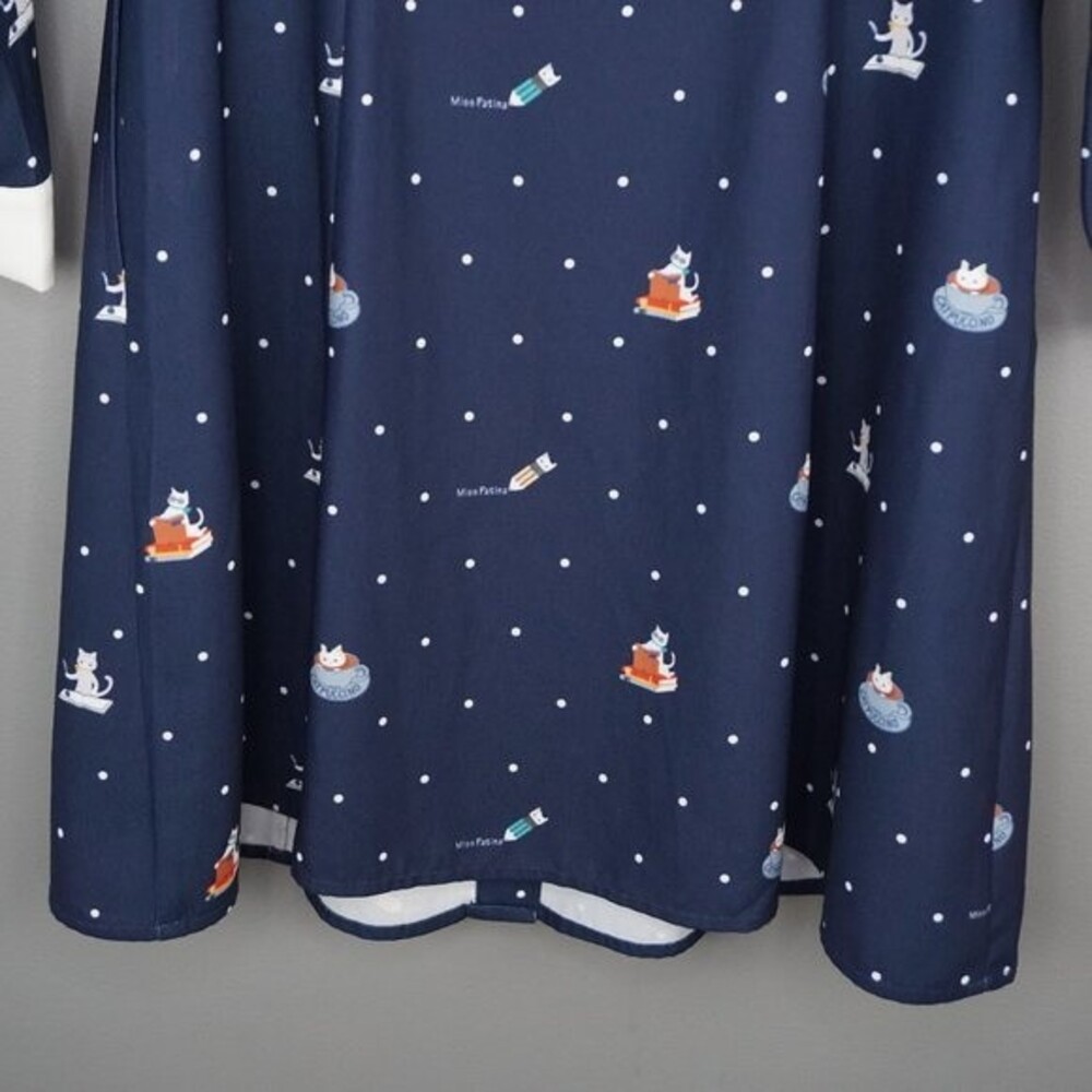 Miss Patina Kiterture Books Cat Kitten Dress in Navy size Small Excellent Condit - Picture 13 of 15